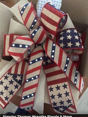Patriotic Americana Bow Texas BowsHandmade Flag Red, Wt Blue Custom Final Sale